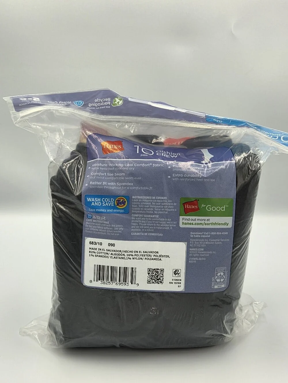 Hanes Women's Black Crew Socks - 10-Pack Nwt